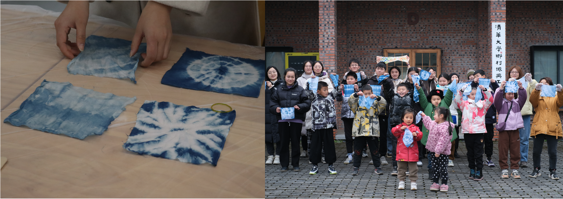 20240100-这个寒假，清华学子再出发-孩子们正在制作与展示扎染作品-支队供稿.png